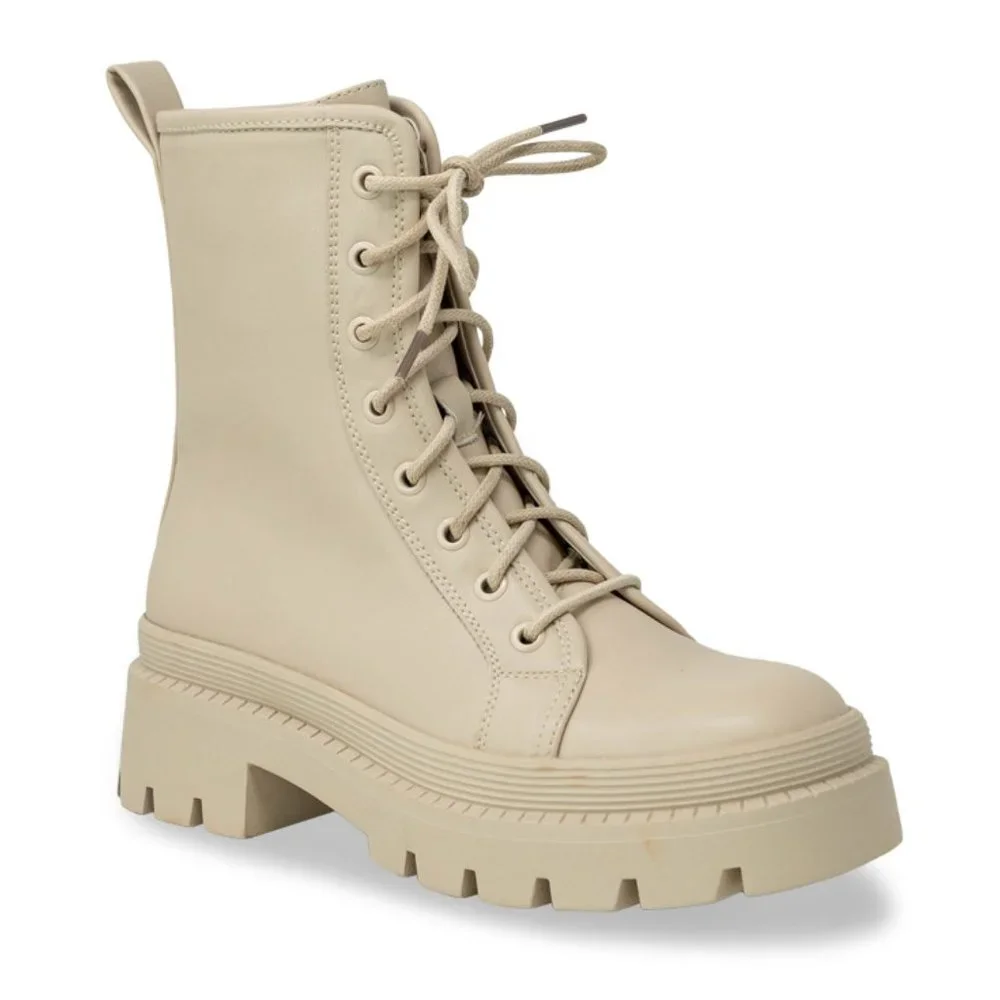 Heeled Boots for Women Combat Boot Lace Up Knee High Boots - Picture 3 of 4